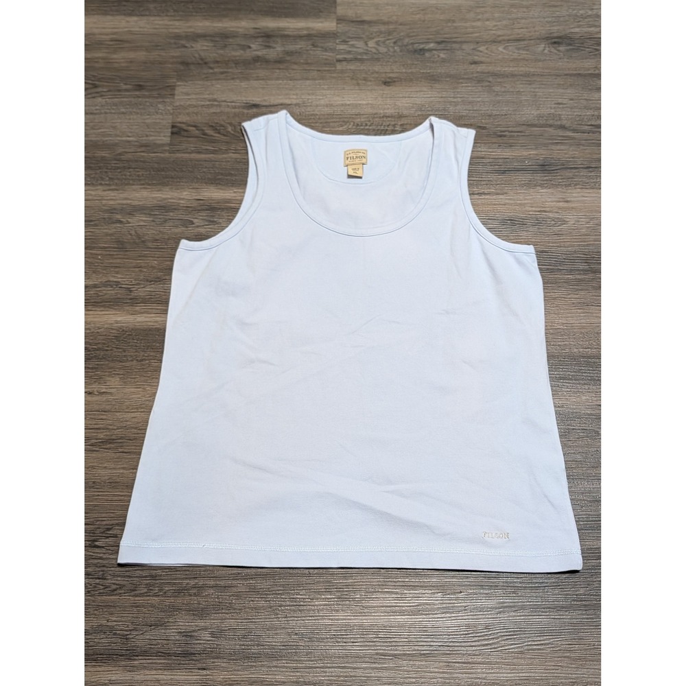 Filson Mens Light Blue Scoop Neck Tank Top Undershirt XL Embroidered Logo